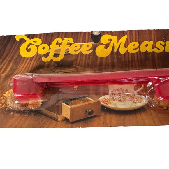 Vintage Red Plastic Coffee Measuring Spoon With Original Packaging - Picture 3 of 5
